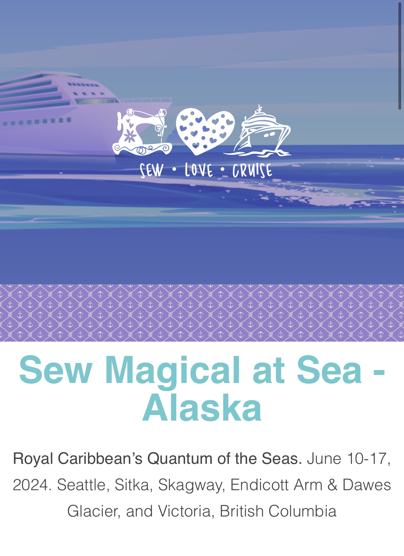 Sew Magical at Sea (Alaska Jun ’24) – Cabin Room Deposit